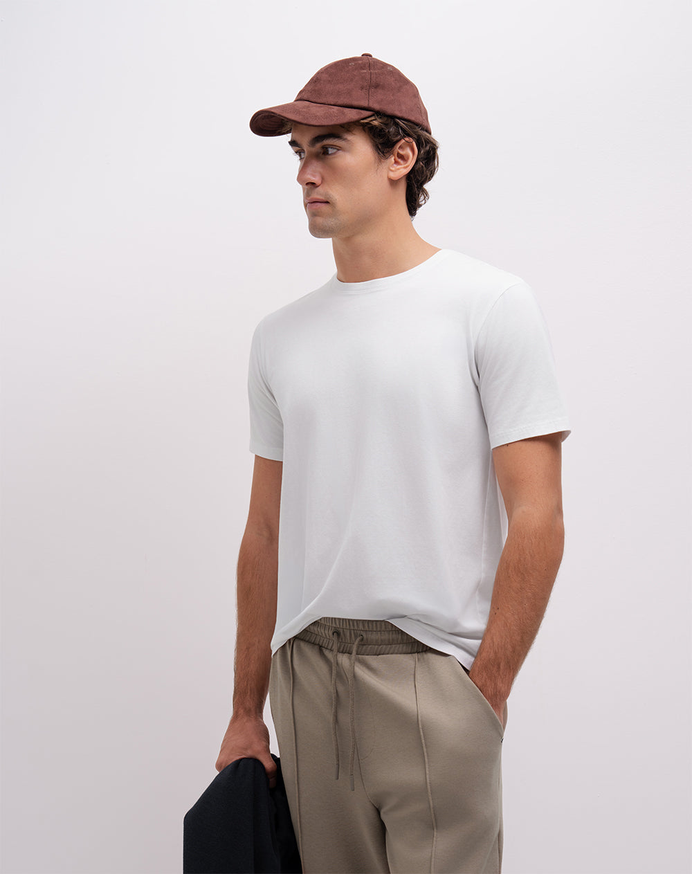 Camiseta algodón pima blanca hombre
