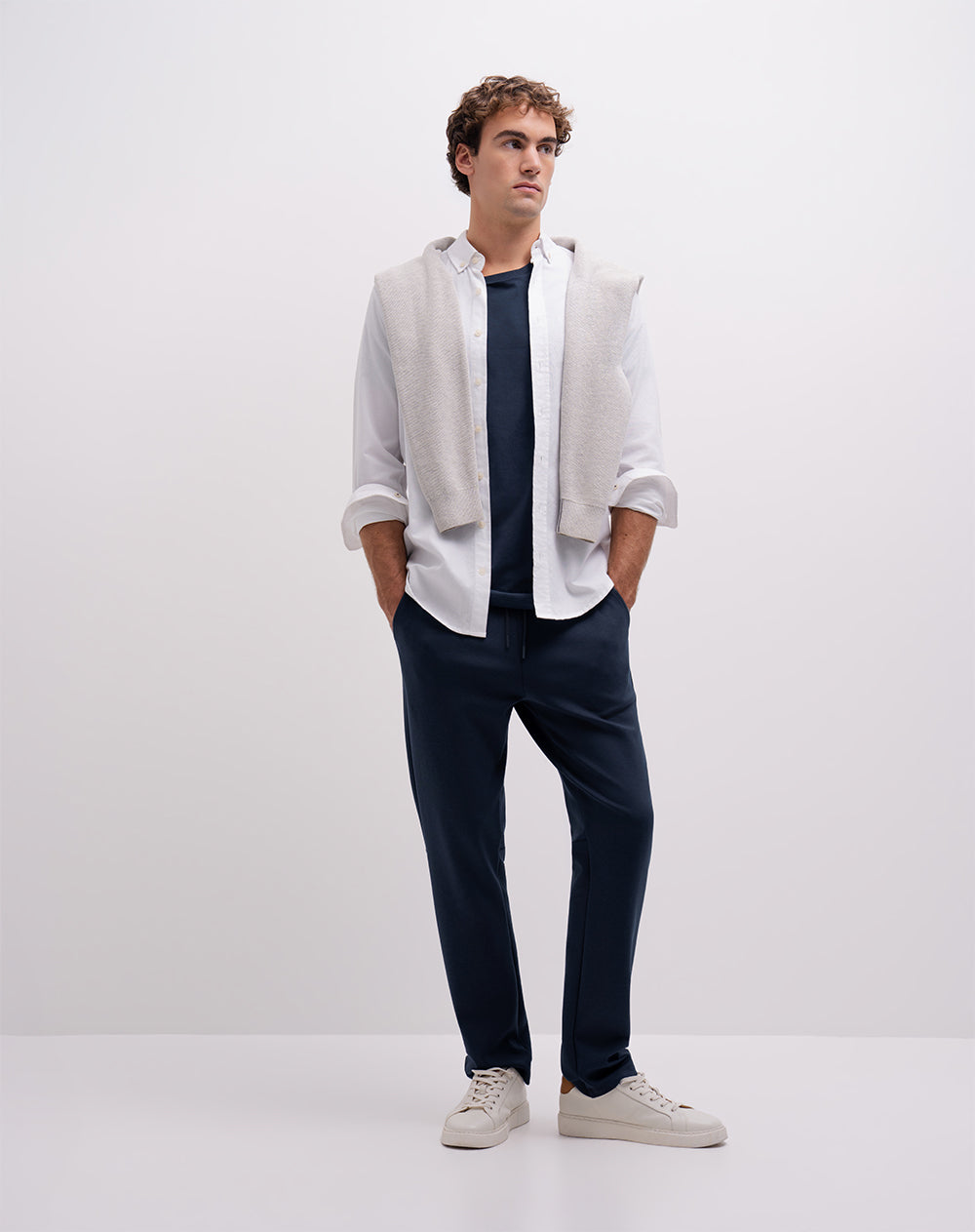 Camiseta algodón pima azul hombre
