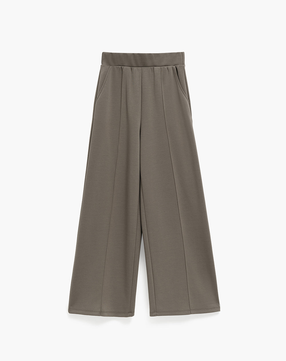Pantalón confort tiro alto tacto suave café mujer