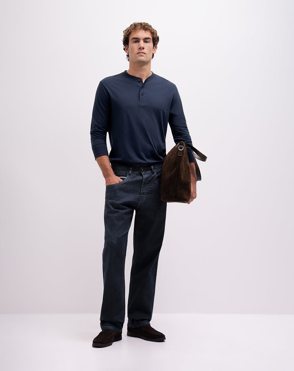 Camibuso regular algodón azul hombre