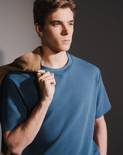 Camiseta regular algodón azul hombre