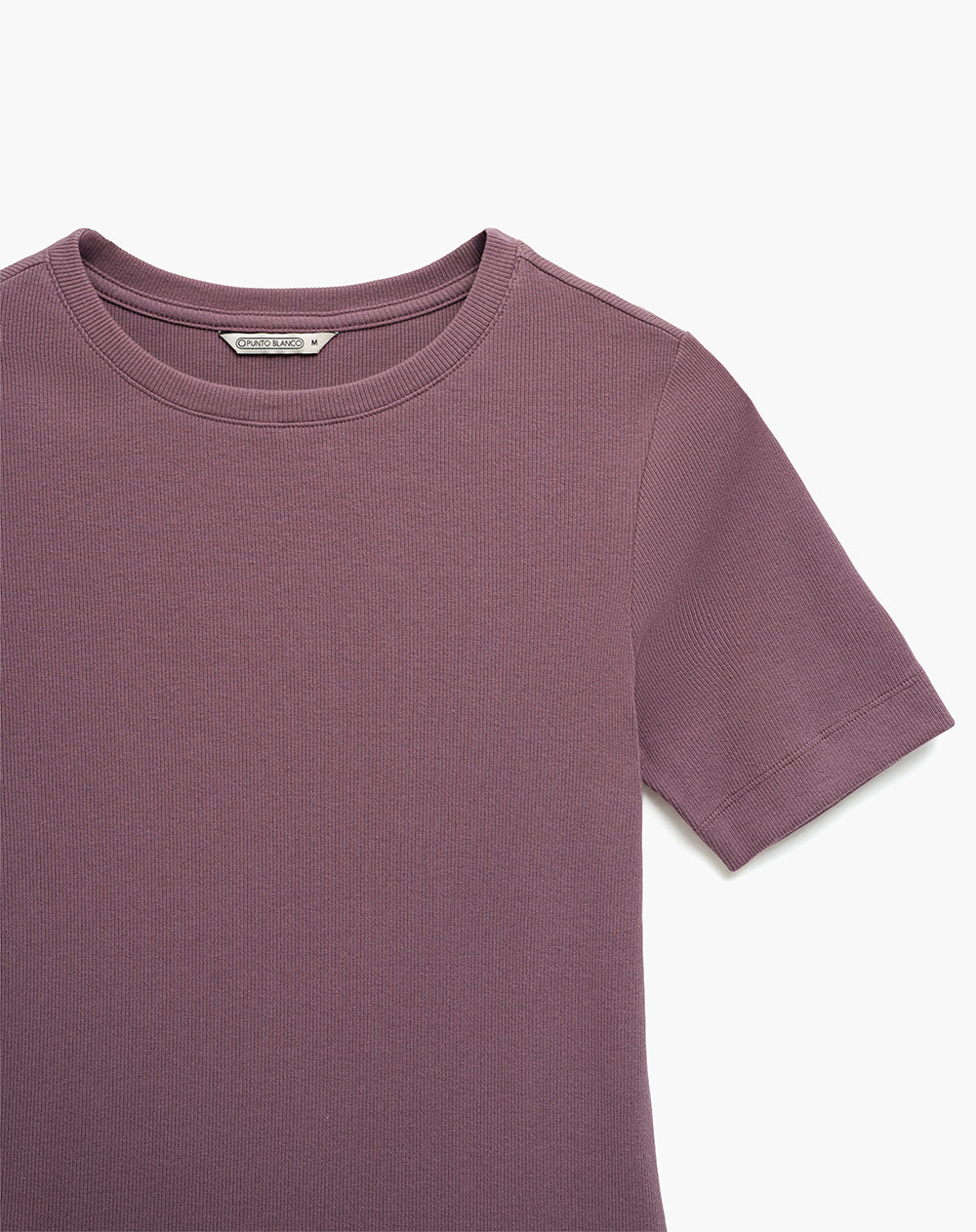 Camiseta slim rib algodón morada mujer