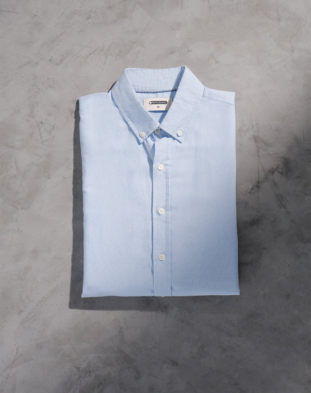 Camisa manga larga slim algodón azul hombre