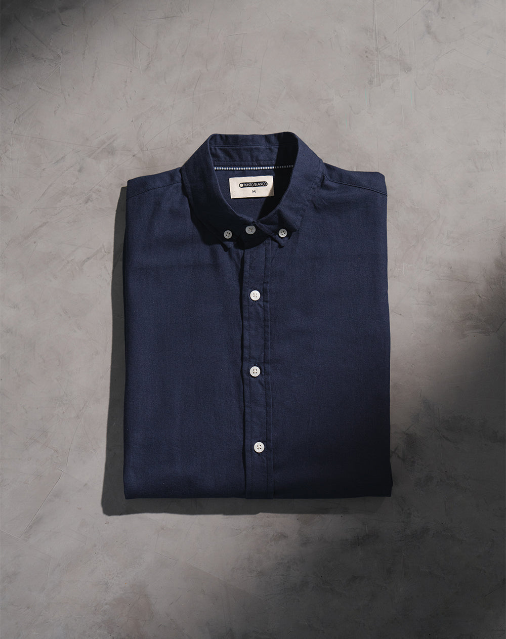 Camisa slim algodón azul hombre