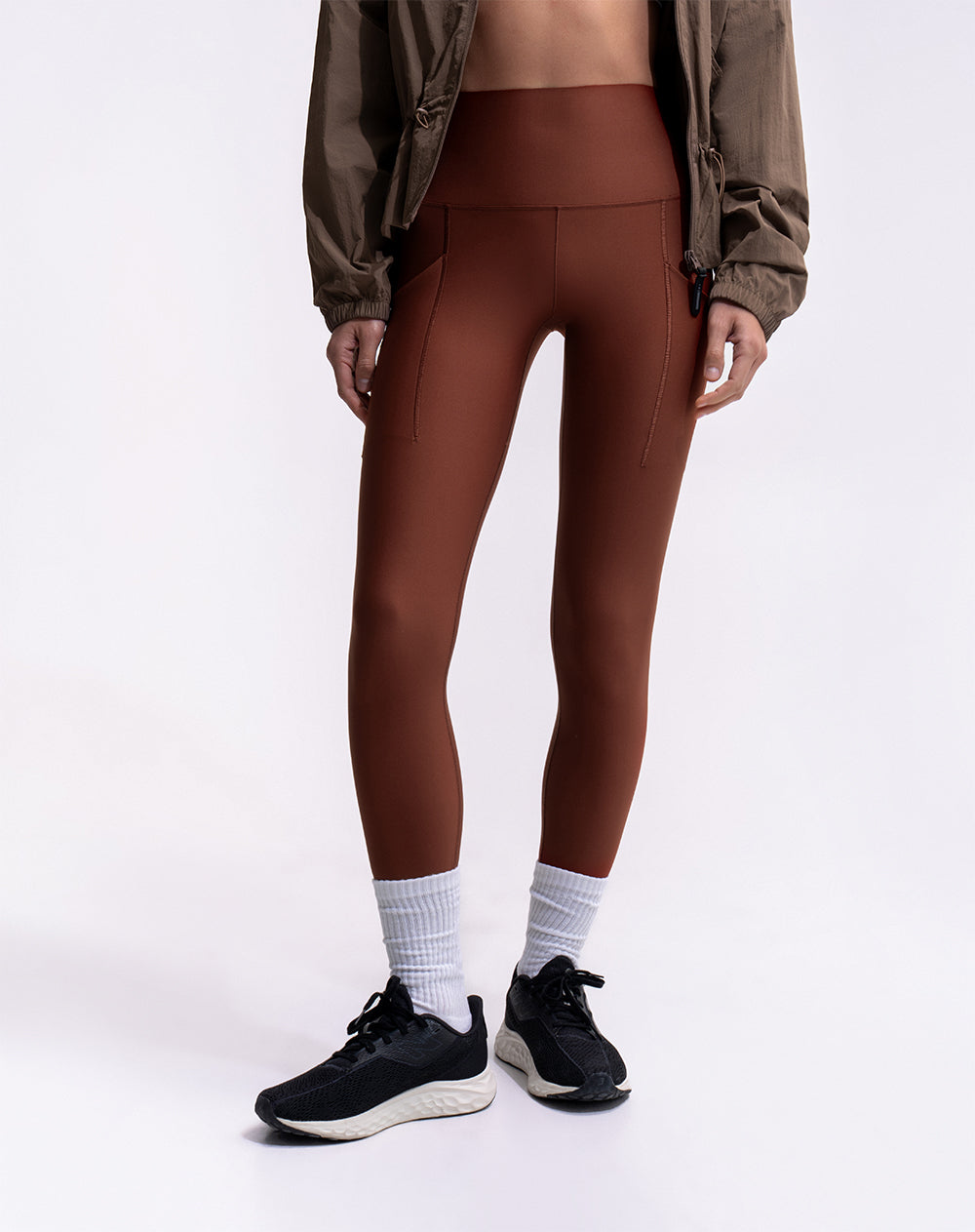 Legging deportivo control abdomen terracota mujer