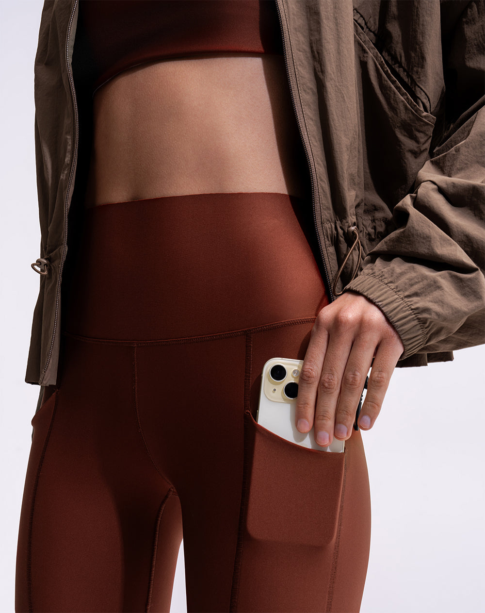 Legging deportivo control abdomen terracota mujer