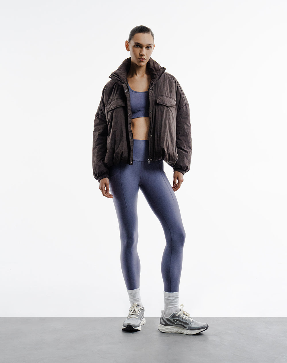 Legging deportivo control abdomen morado mujer
