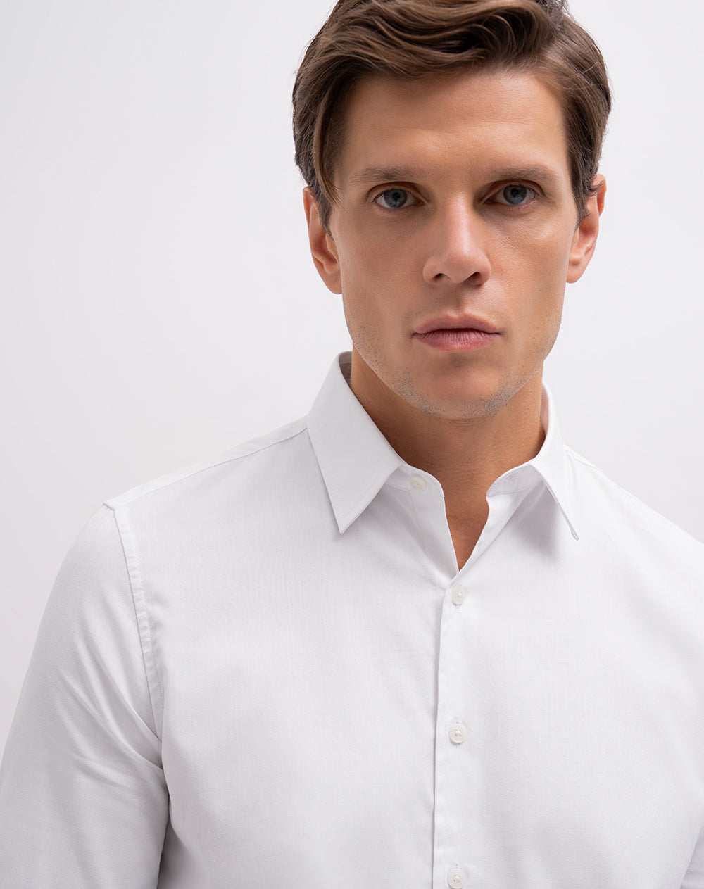 Camisa manga larga slim algodón blanca hombre
