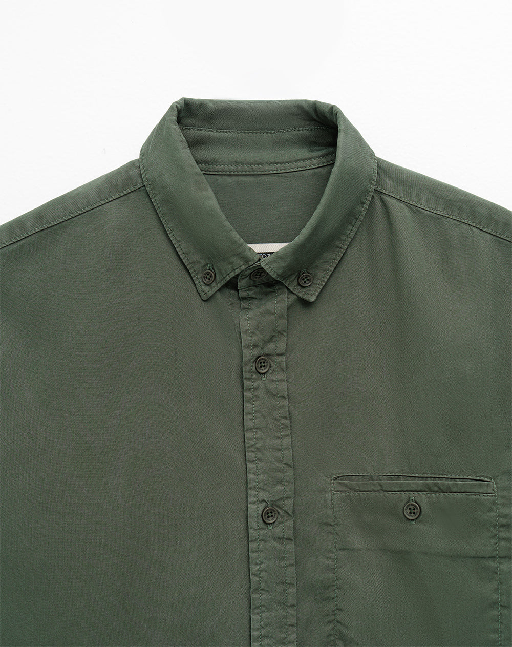 Camisa manga larga regular algodón verde hombre