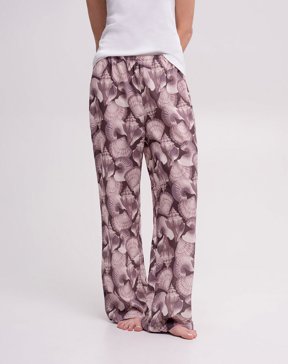 Pijama relaxed fit tiro alto uva estampado