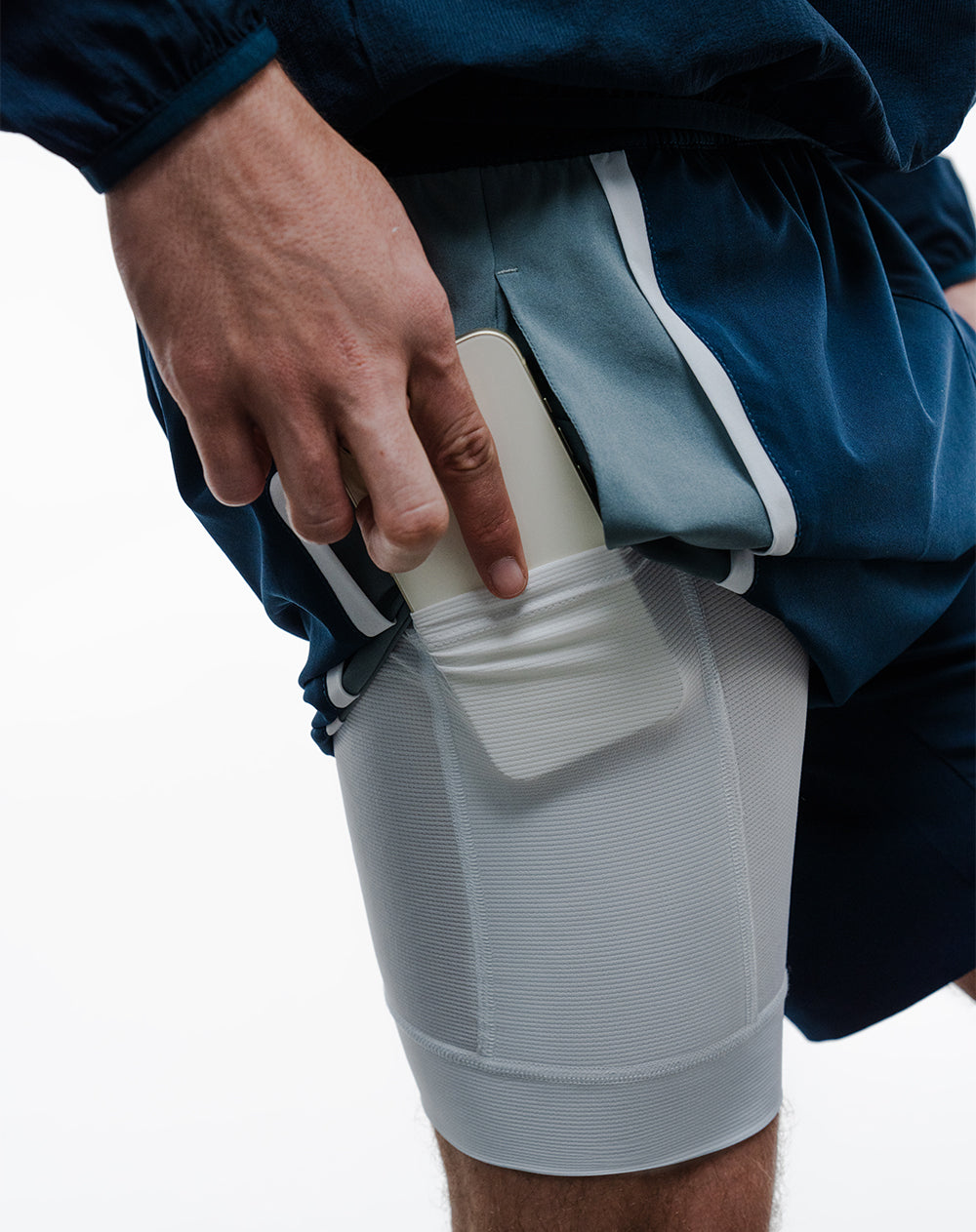 Pantaloneta deportiva ciclista interno azul hombre