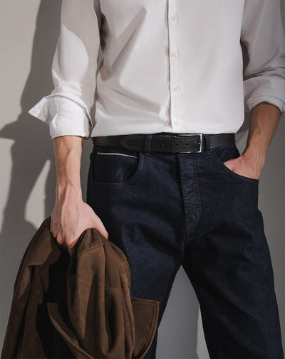 Correa cuero doble faz hombre