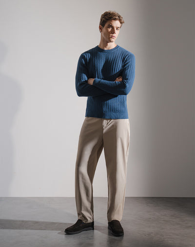 Pantalón regular tiro medio caqui hombre