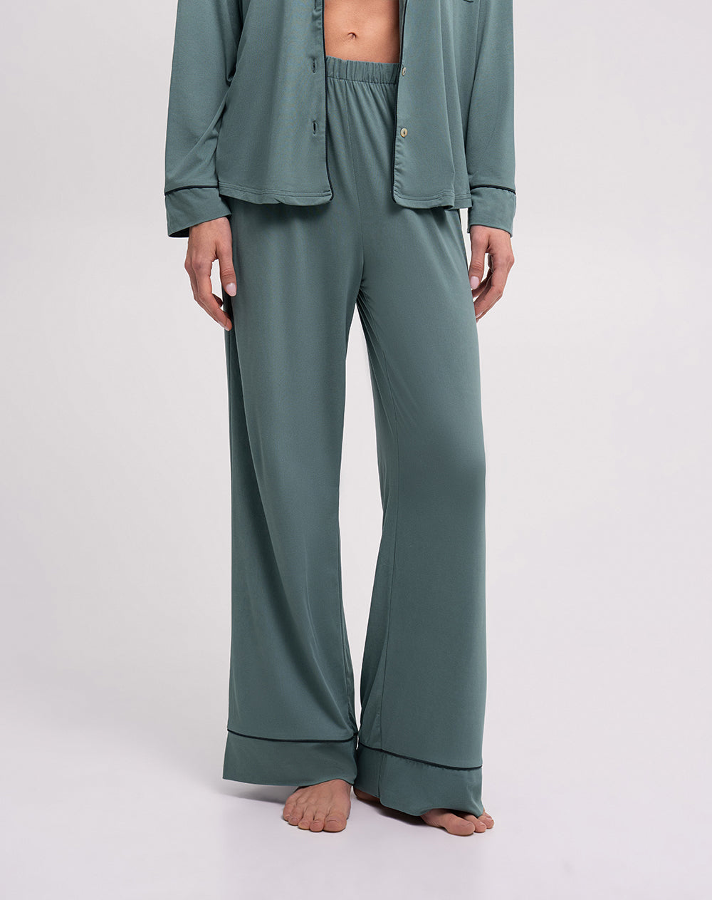 Camisa + pantalón de pijama verde mujer