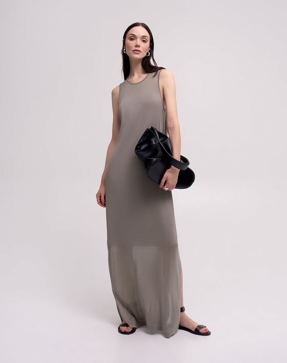 Vestido largo cafe