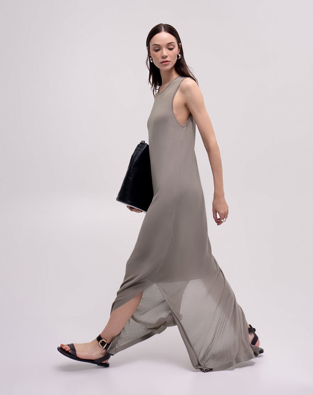 Vestido largo cafe