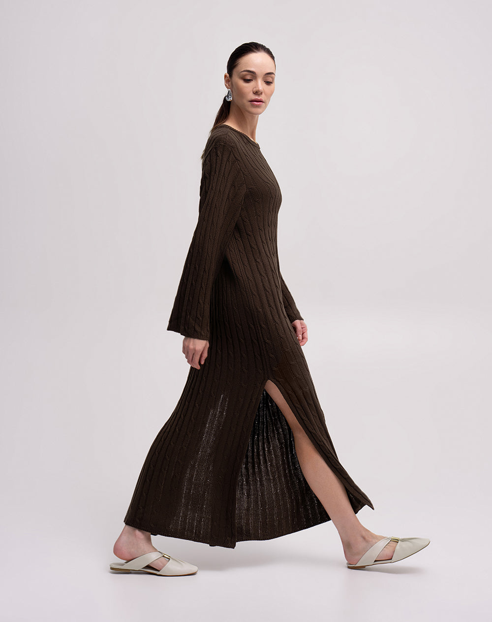 Vestido largo cafe