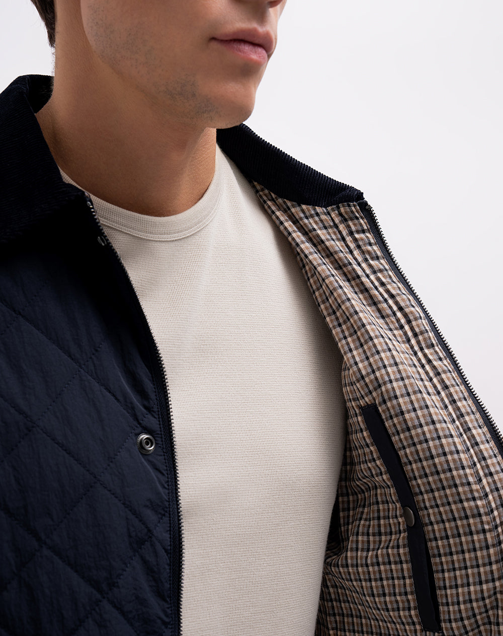 Chaqueta regular en drill azul hombre