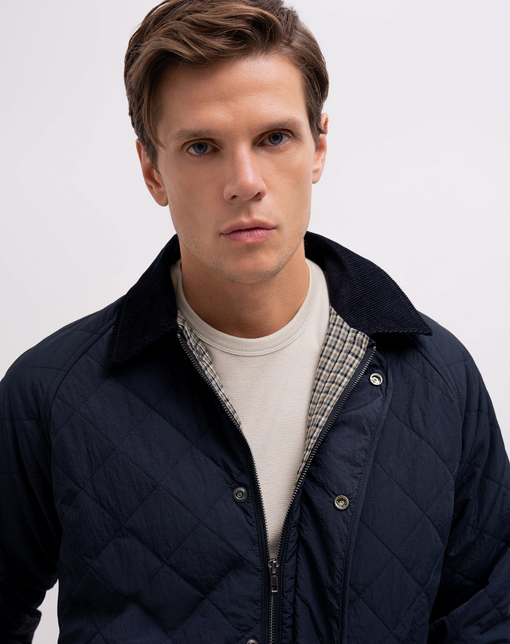Chaqueta regular en drill azul hombre
