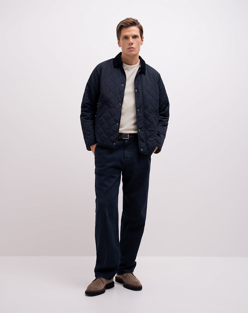 Chaqueta regular en drill azul hombre