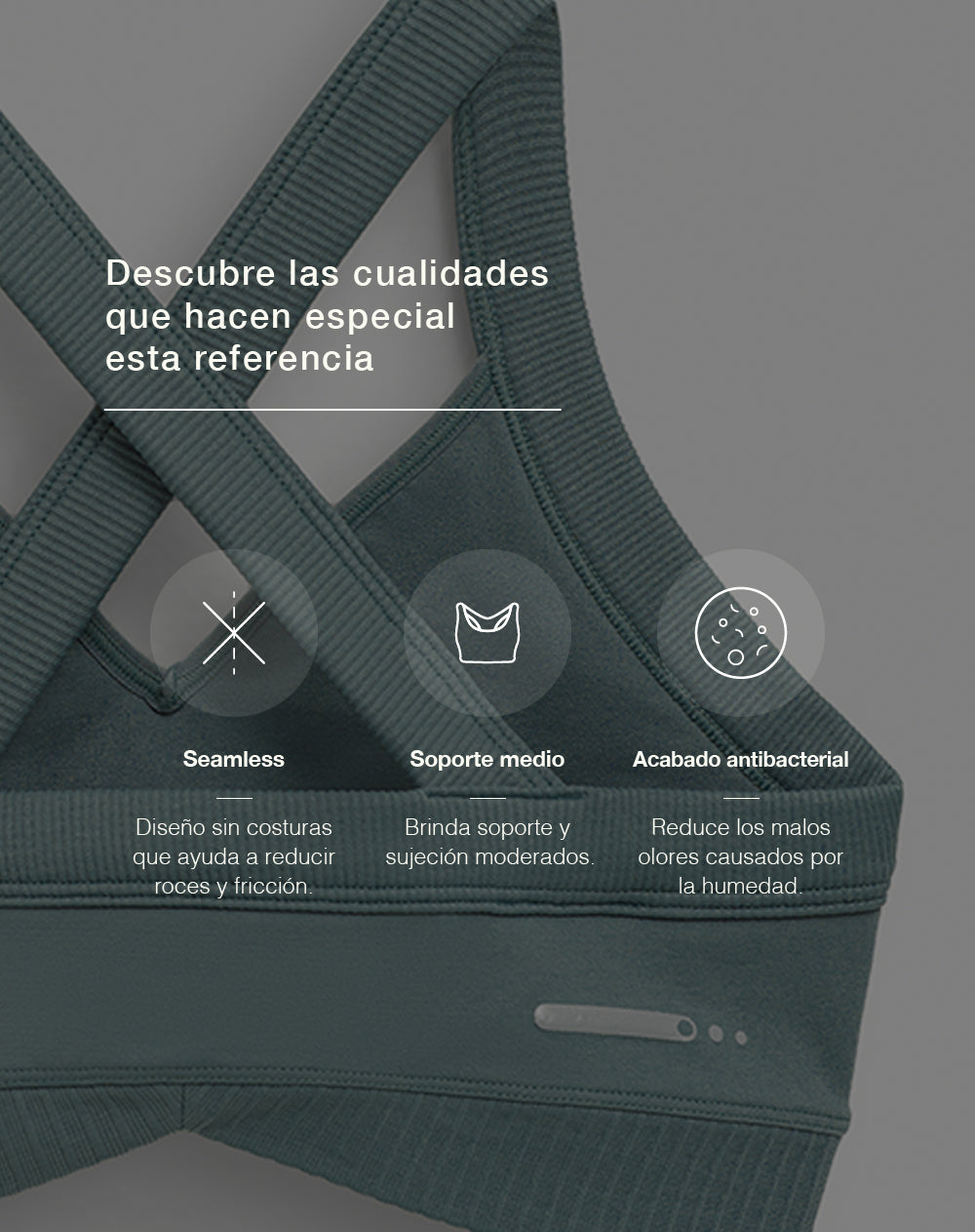 Top deportivo soporte medio control humedad verde