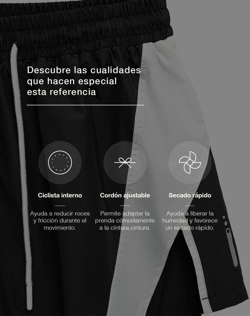 Short deportivo ciclista interno negro mujer