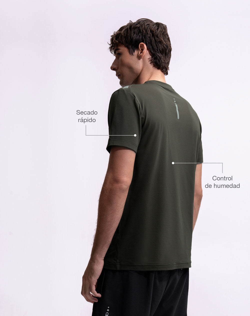 Camiseta deportiva control humedad verde hombre