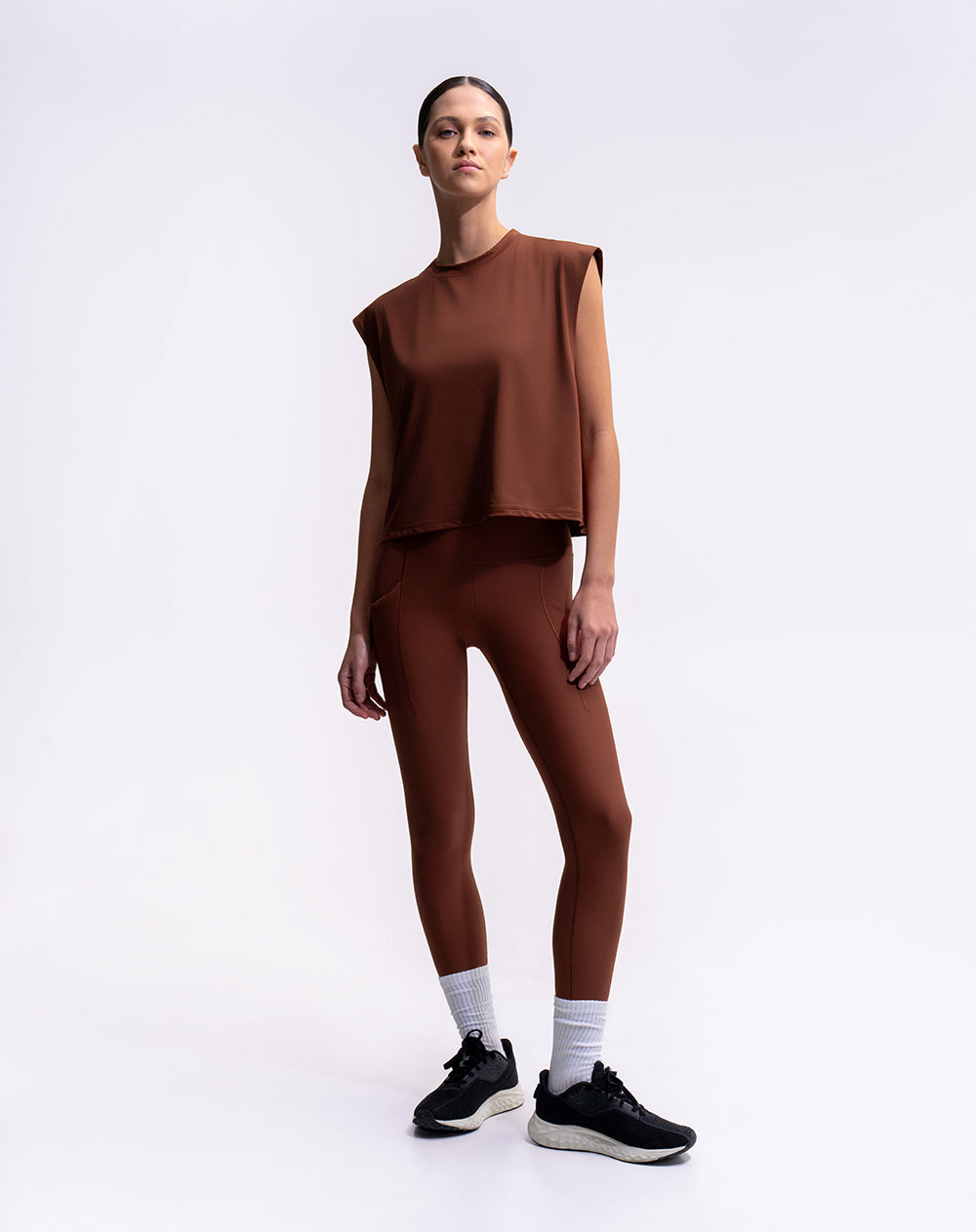Camiseta deportiva transpirable terracota mujer