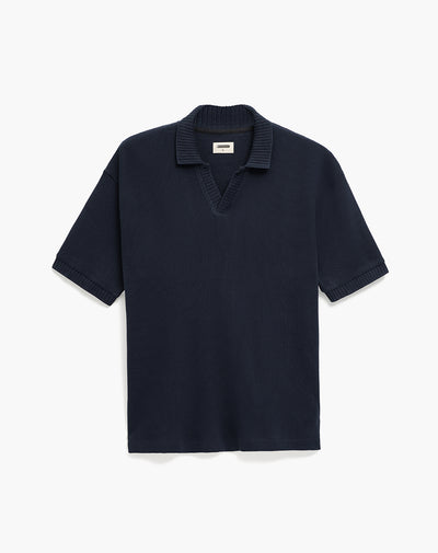 Polo regular tejida azul hombre
