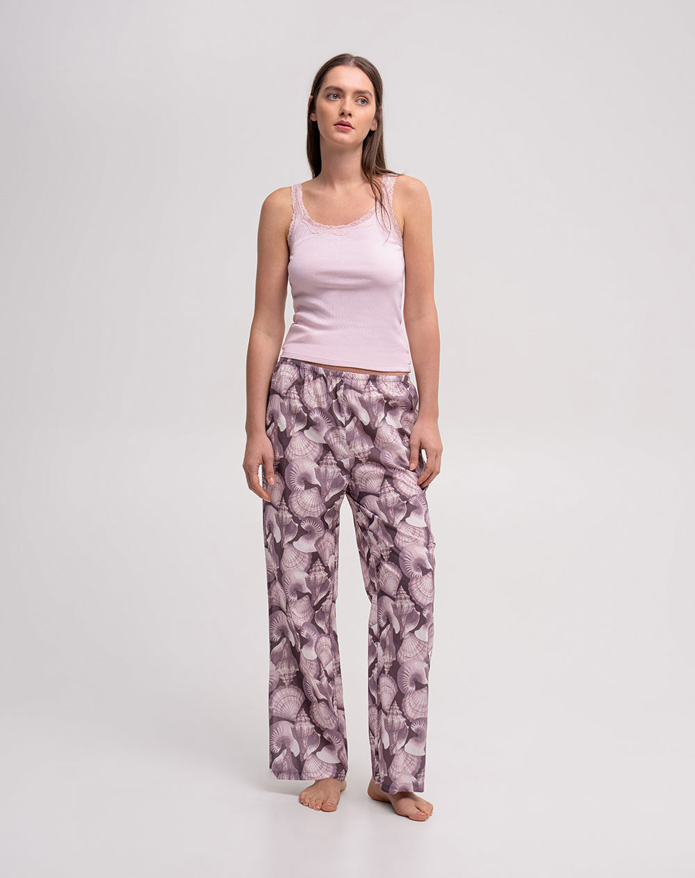 Camiseta esqueleto regular rib rosada mujer
