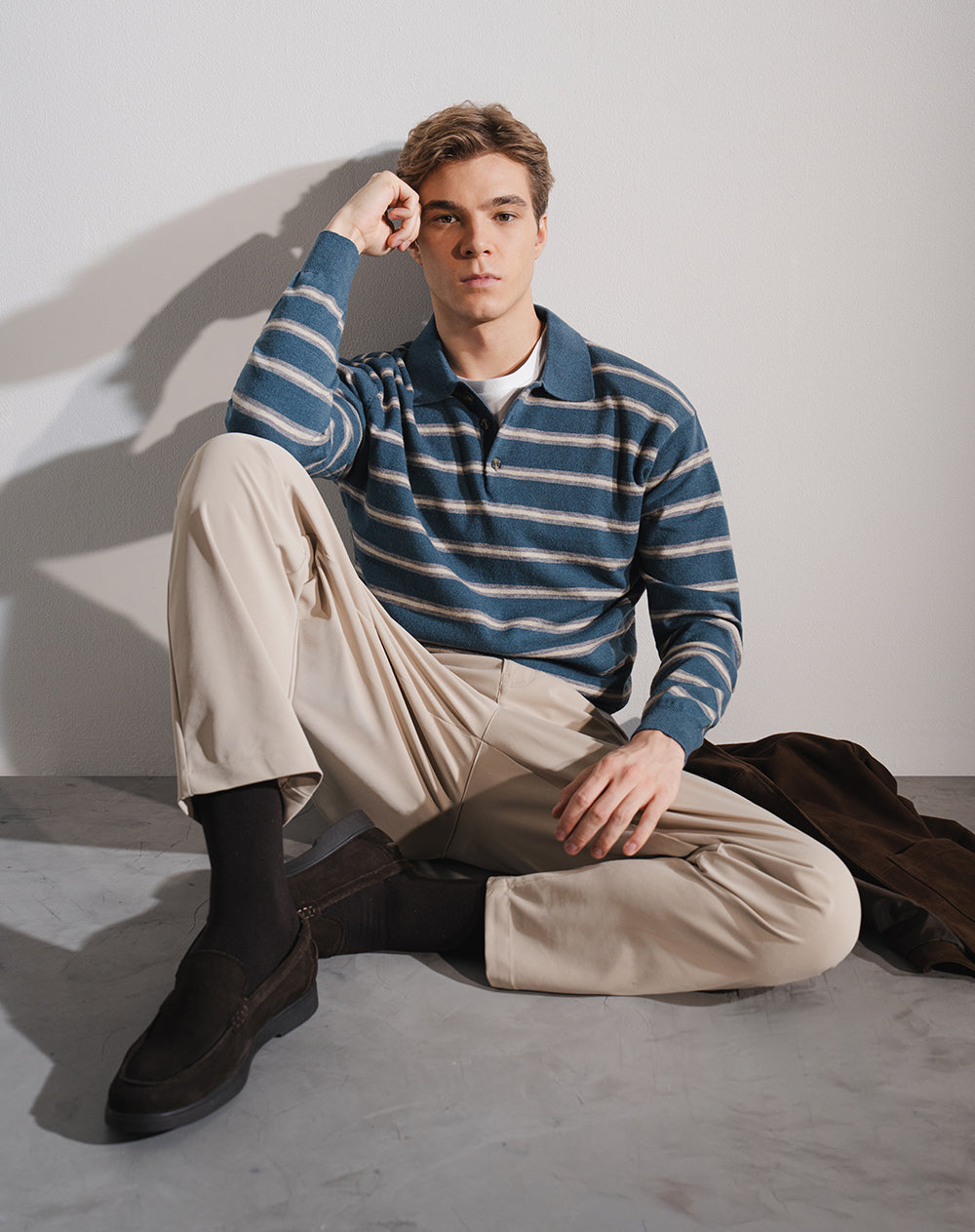 Buzo tipo polo regular rayas hombre