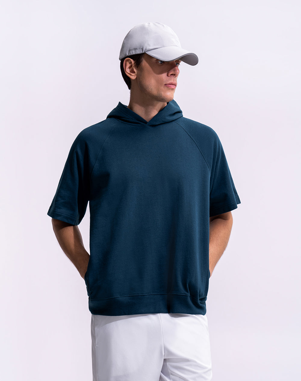 Chaleco regular con capucha azul hombre