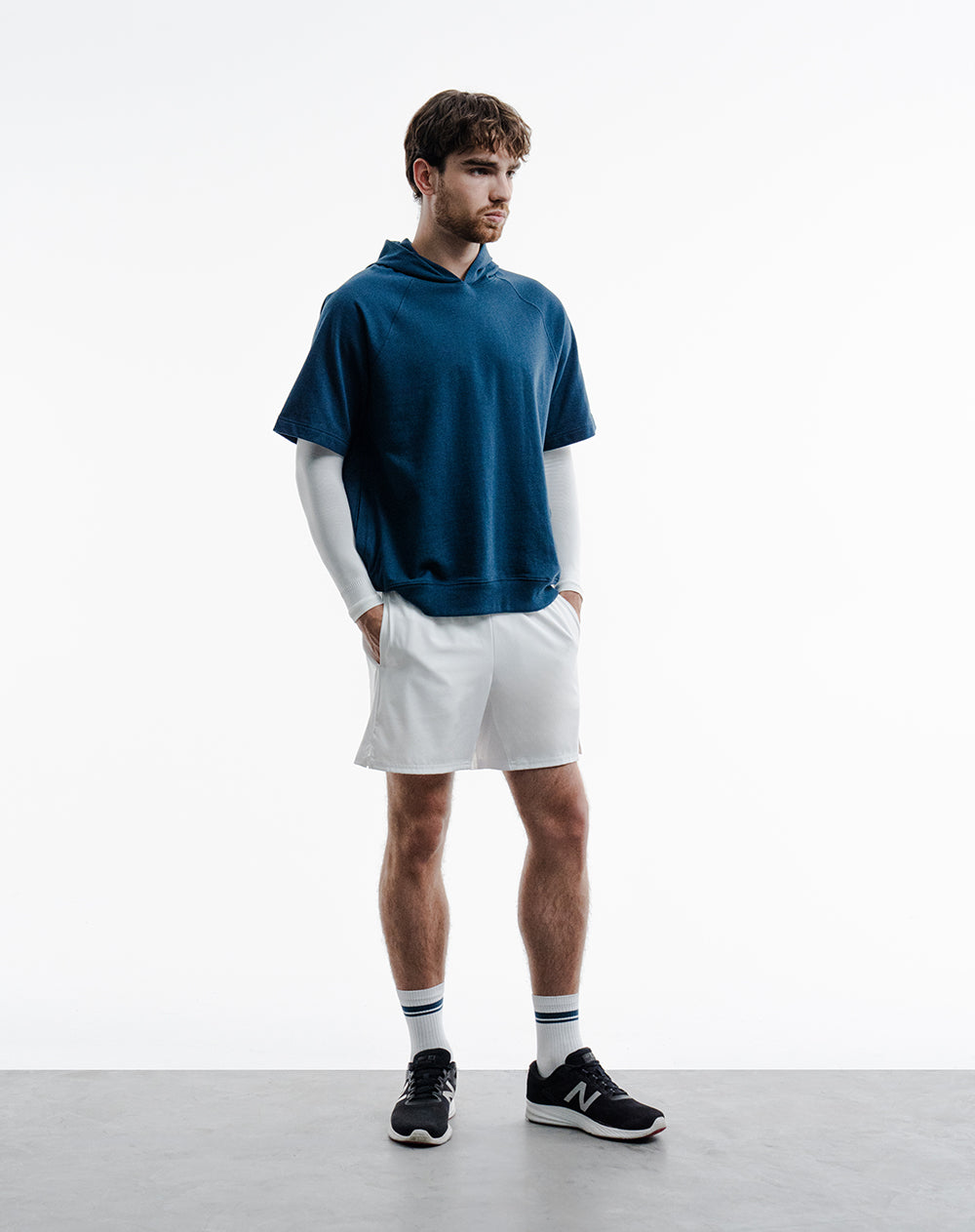 Chaleco regular con capucha azul hombre