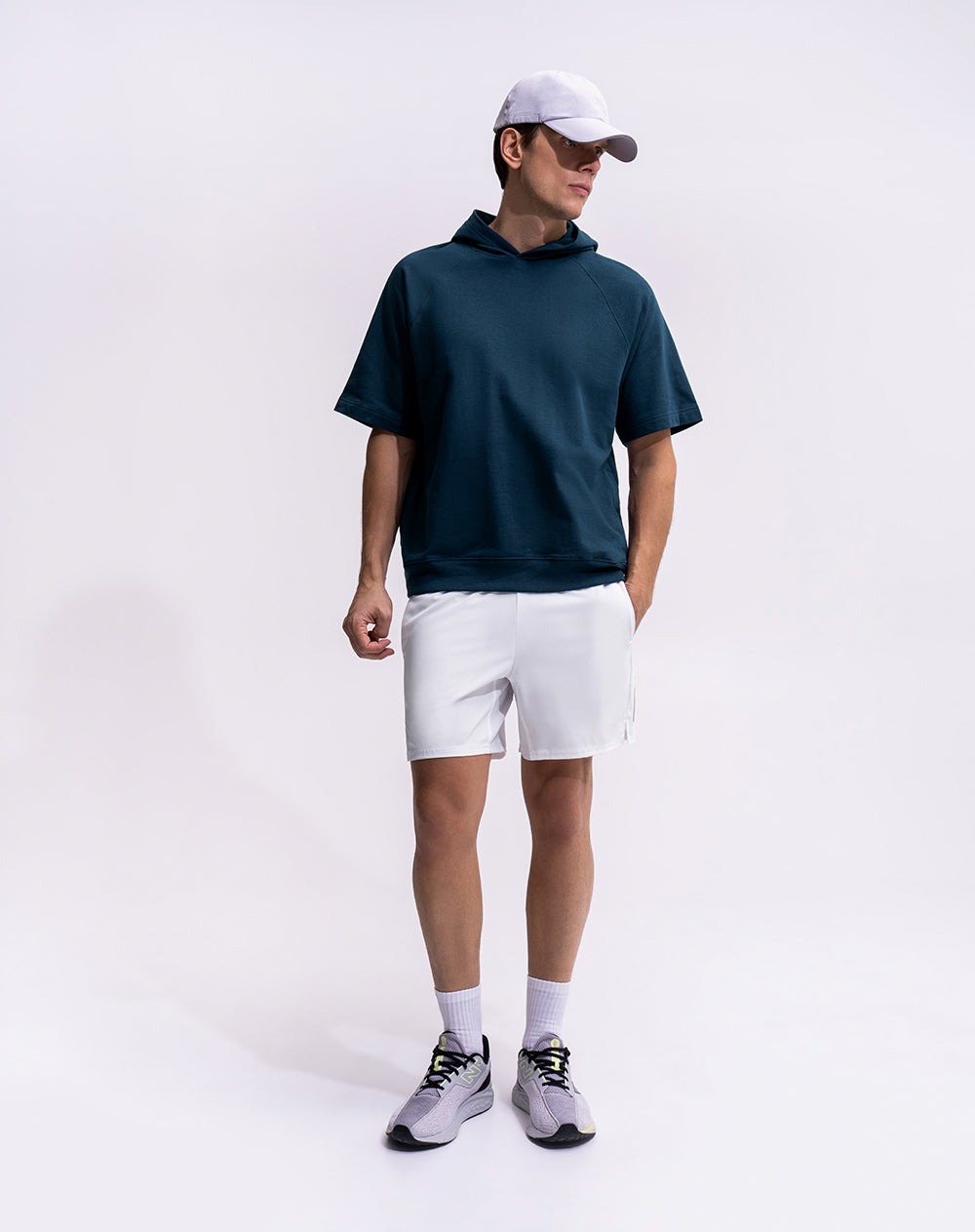 Chaleco regular con capucha azul hombre