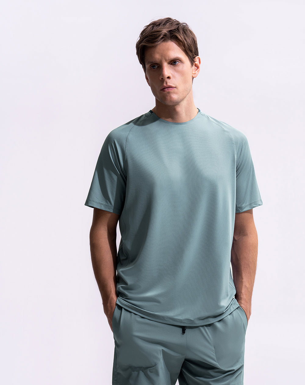Camiseta control humedad verde hombre