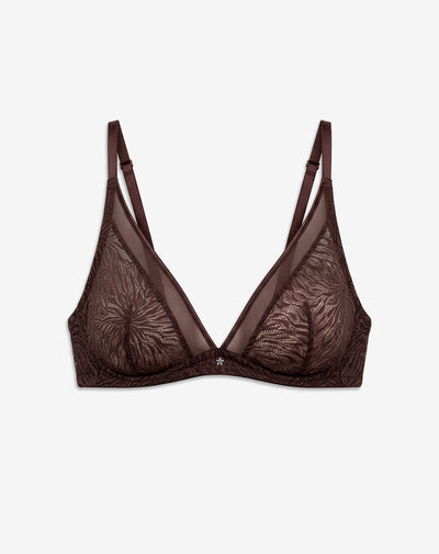 Top soporte medio con encaje vinotinto