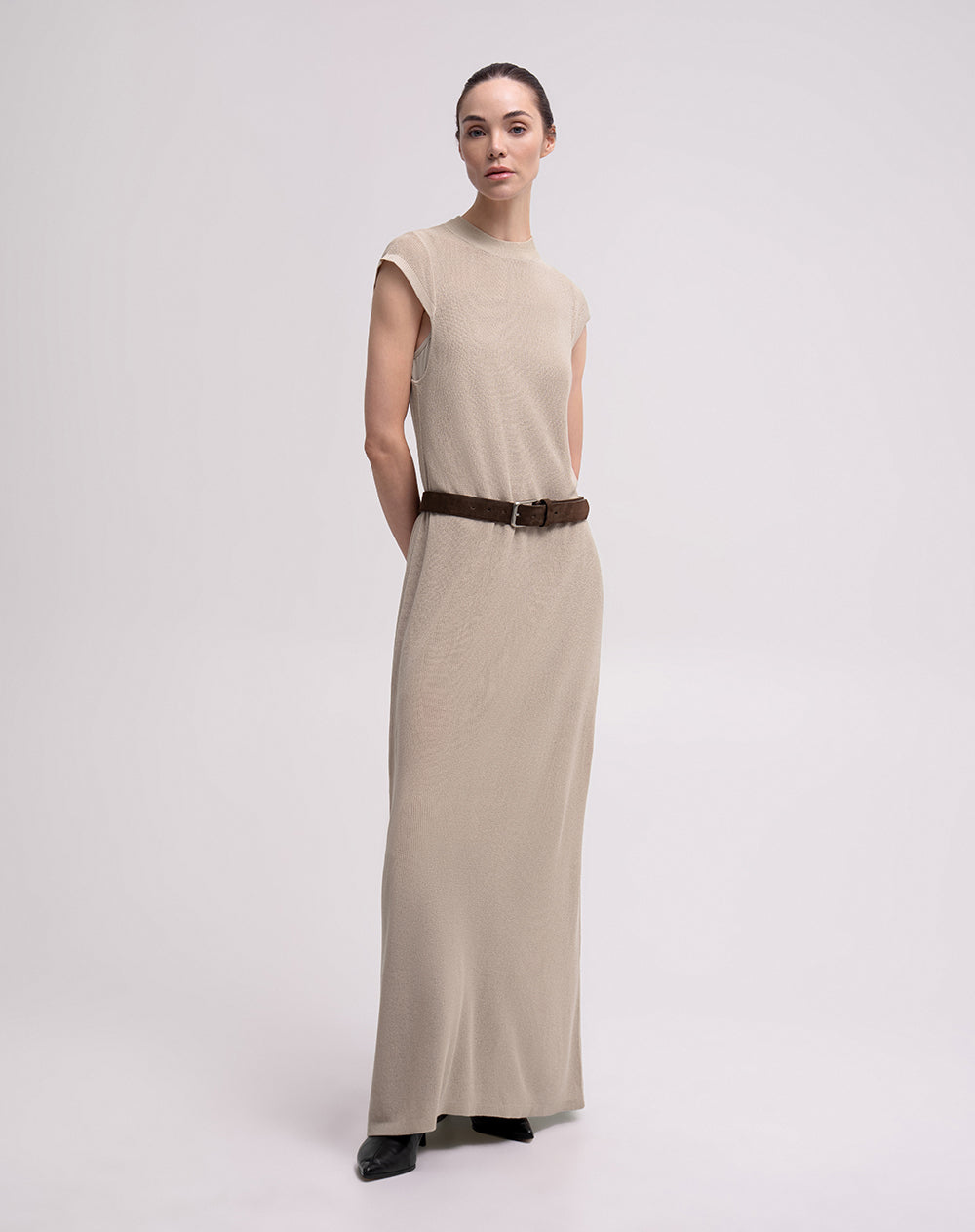 Vestido largo khaki