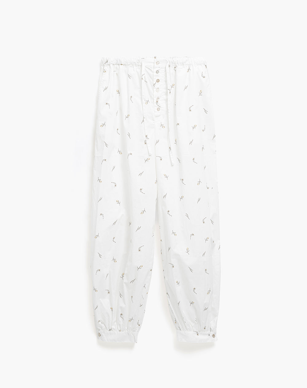 Pantalón relaxed fit tiro alto blanco estampado