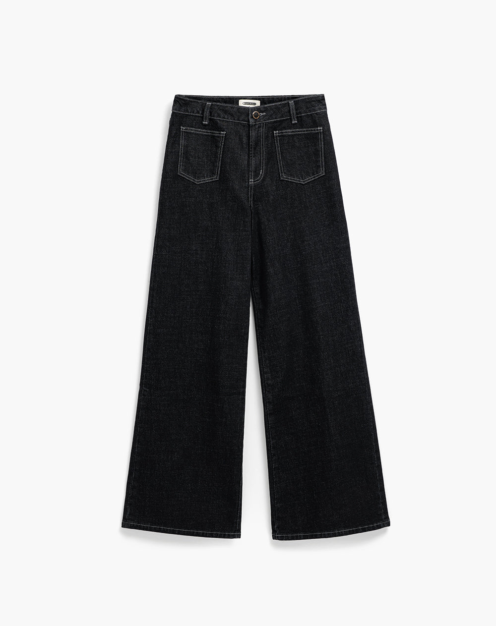 Jean wide leg tiro alto algodón negro mujer