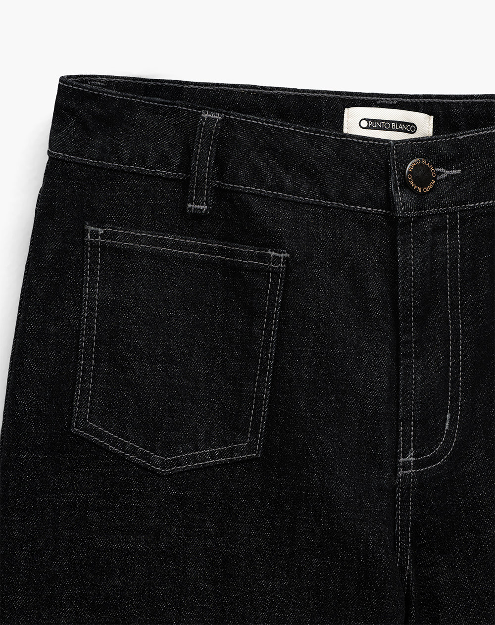 Jean wide leg tiro alto algodón negro mujer
