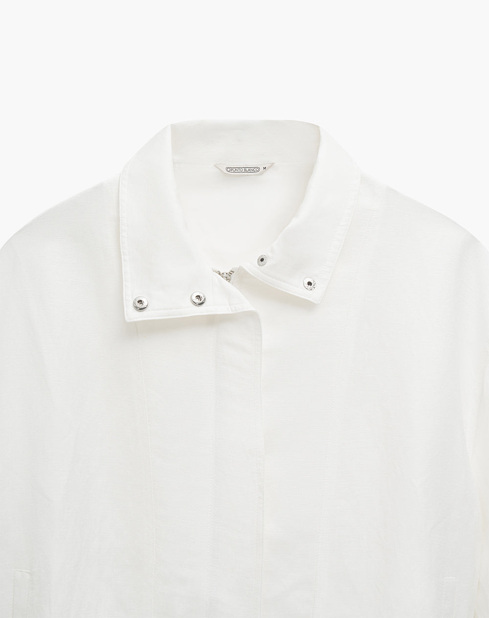 Chaqueta oversize cuello alto blanca mujer