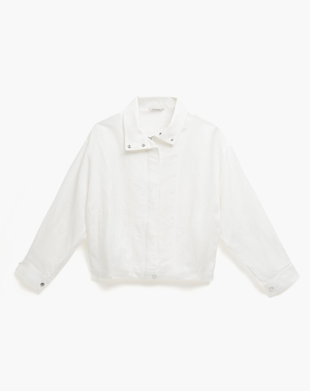 Chaqueta oversize cuello alto blanca mujer