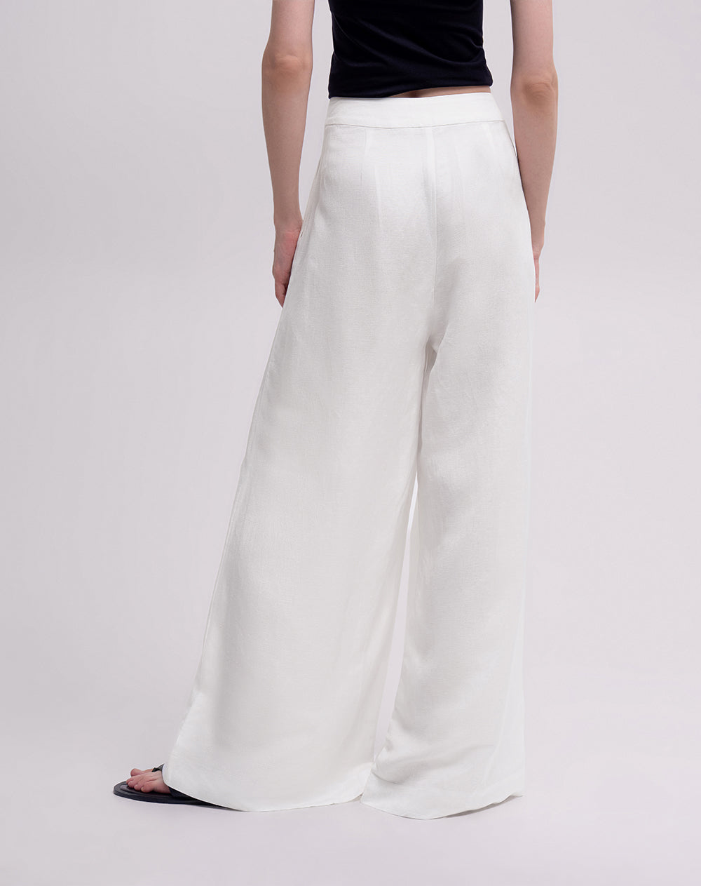 Pantalón regular tiro medio blanco mujer