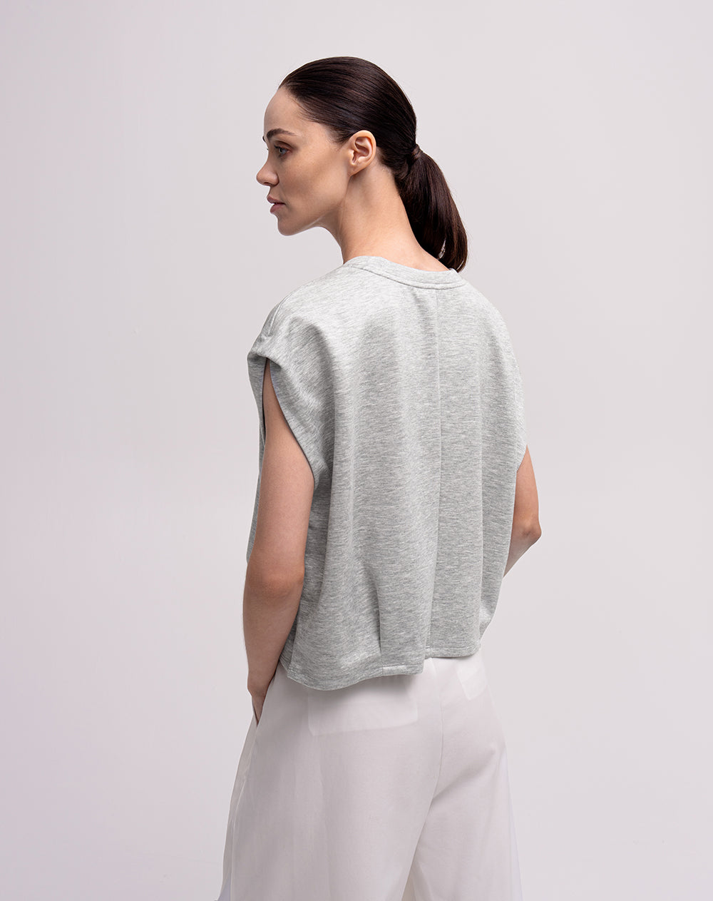 Chaleco oversized fit sin capucha gris jaspe