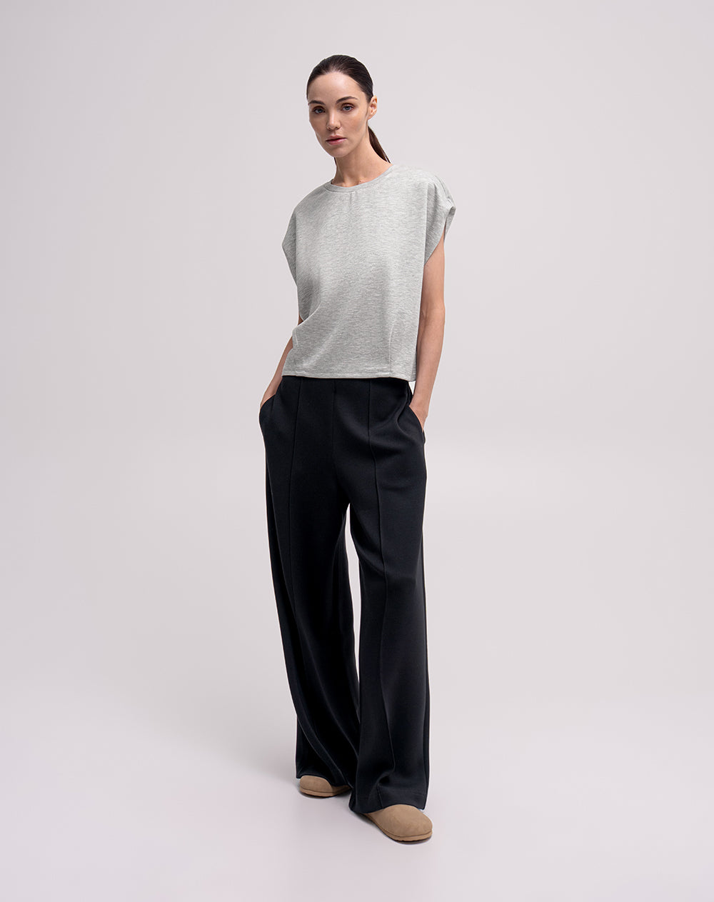 Chaleco oversized fit sin capucha gris jaspe