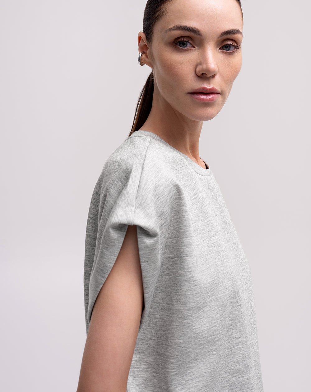 Chaleco oversized fit sin capucha gris jaspe