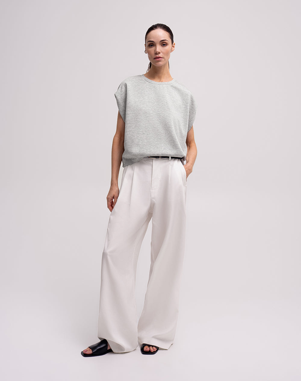 Chaleco oversized fit sin capucha gris jaspe