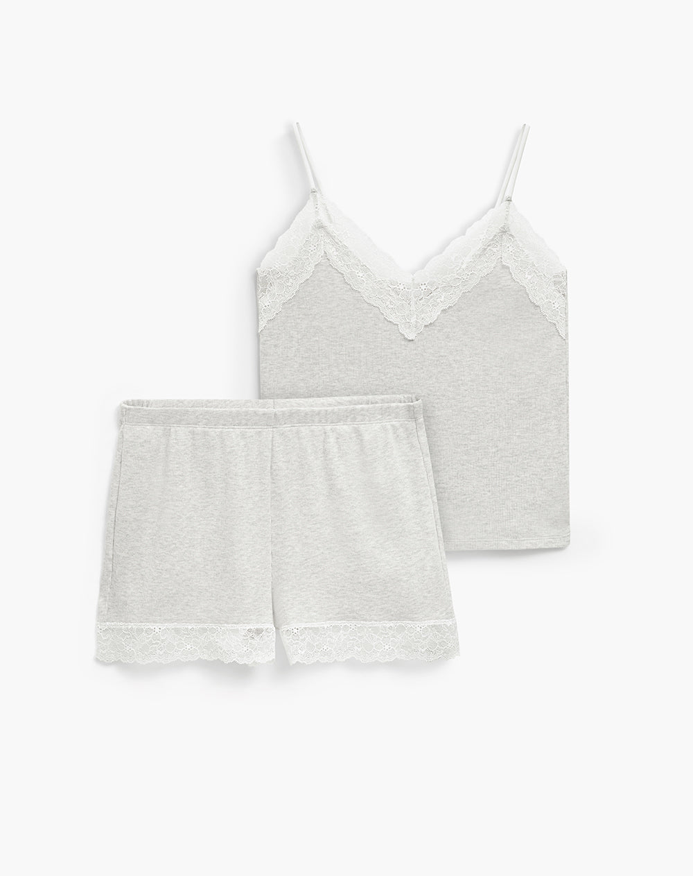 Blusa + short de pijama encaje gris mujer