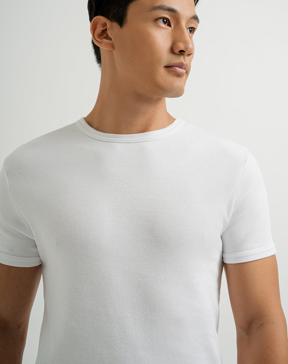Camiseta slim algodón manga corta blanca hombre