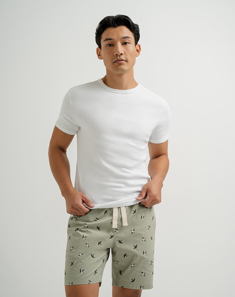 Camiseta slim algodón manga corta blanca hombre